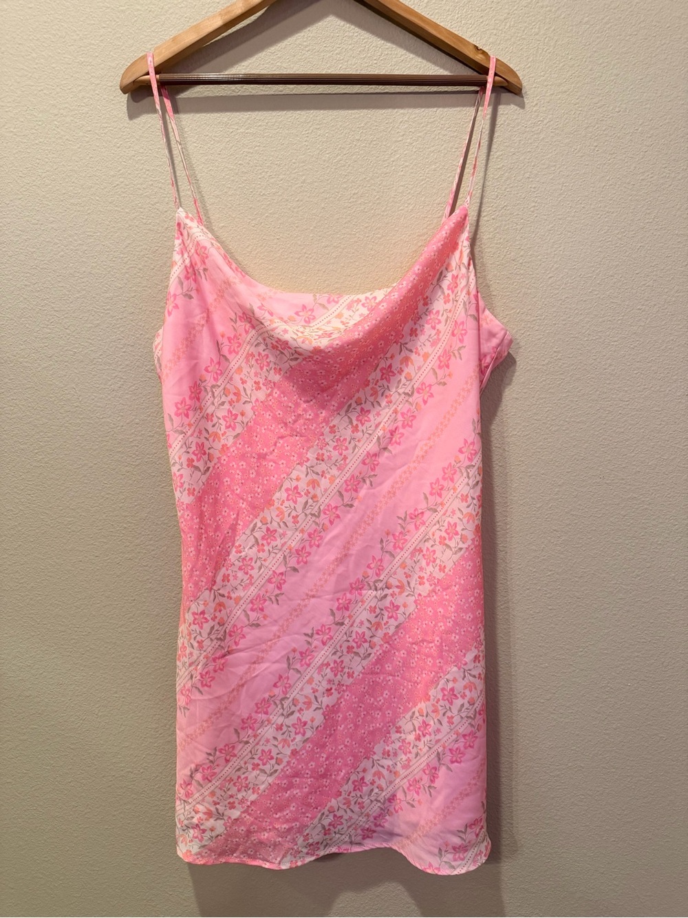 Arula Pink Floral Cowl Neck Mini Dress Size XL #0326
